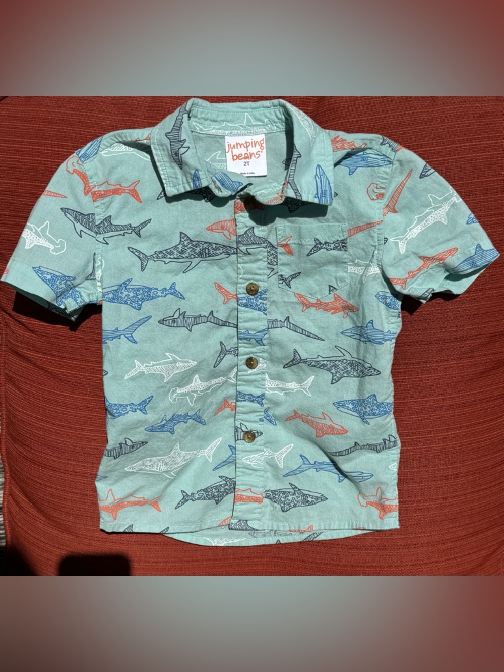Shark Print Button-Down Shirt